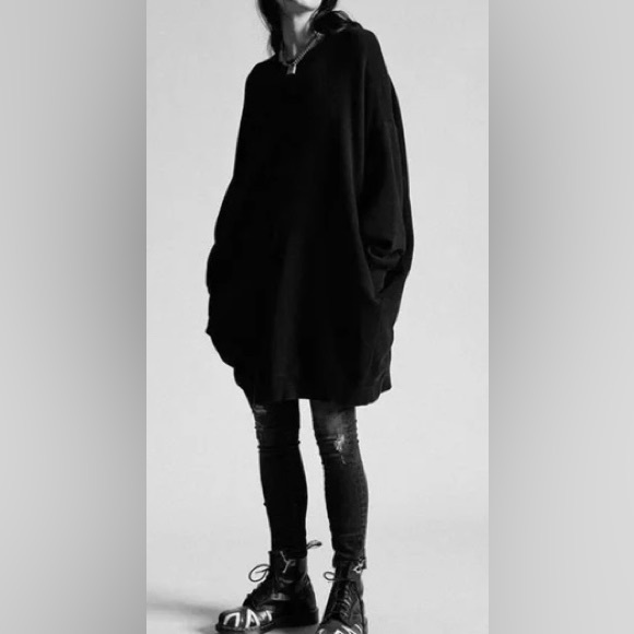 R13 Grunge Sweatshirt Dress Washed Black NWT - Picture 3 of 11